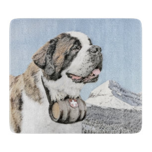 Saint Bernard Painting - Cute Original Dog Art Cutting Board