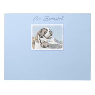 Saint Bernard Painting - Cute Original Dog Art Not Notepad