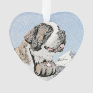 Saint Bernard Painting - Cute Original Dog Art Ornament