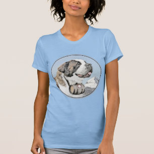 Saint Bernard Painting - Cute Original Dog Art T-Shirt