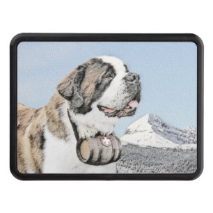 Saint Bernard Painting - Cute Original Dog Art Trailer Hitch Cover