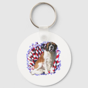 Saint Bernard Patriot Keychain
