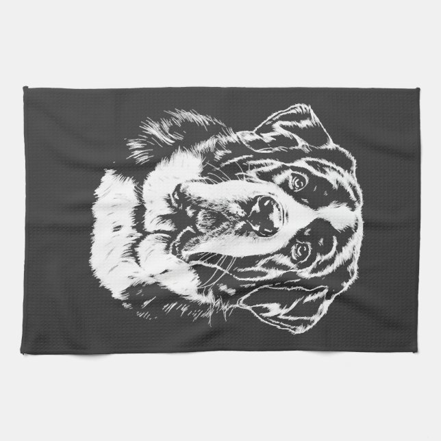 Saint Bernard Portrait  Minimalist Apparel Kitchen Towel (Horizontal)