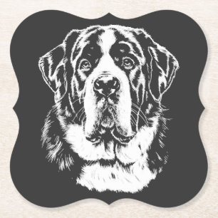 Saint Bernard Portrait Minimalist Apparel Paper Coaster