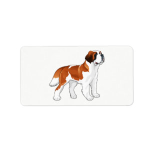 Saint Bernard Puppy Dog - Cartoon Love St Bernard Label