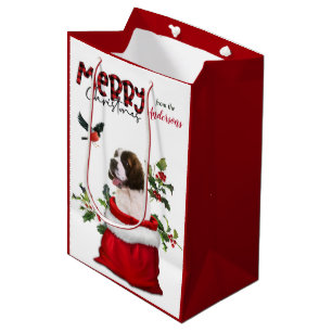 Saint Bernard Puppy Dog Christmas Medium Gift Bag