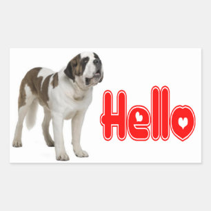 Saint Bernard Puppy Dog Hello Sticker / Label