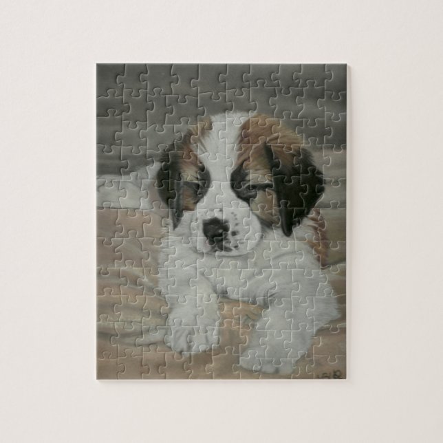 Saint Bernard Puppy Painting Jigsaw Puzzle (Vertical)