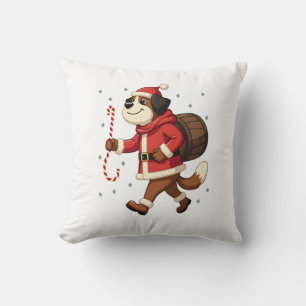 Saint Bernard Rescue Christmas Throw Pillow
