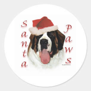 Saint Bernard Santa Paws Classic Round Sticker