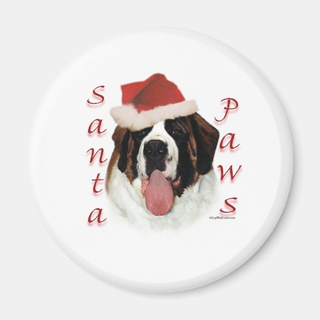 Saint Bernard Santa Paws Magnet (Front)