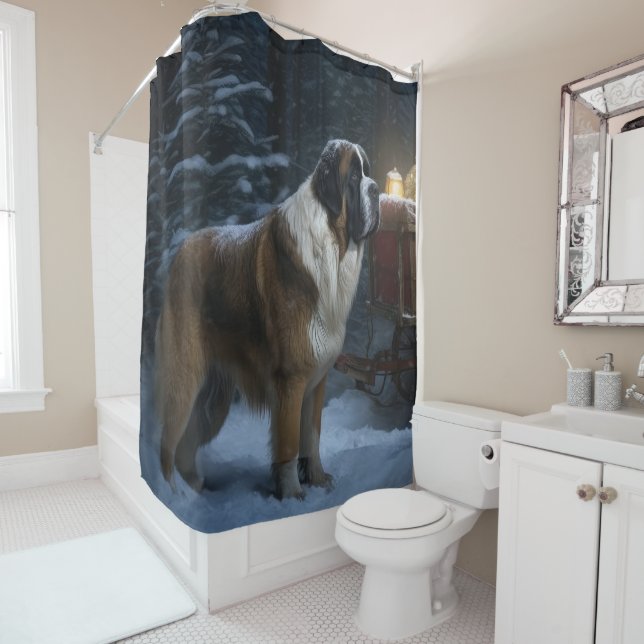 Saint Bernard Snowy Sleigh Christmas Decor (In Situ)