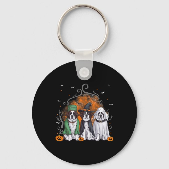 Saint Bernard St. Bernard Dog Halloween Ghost Cost Keychain (Front)