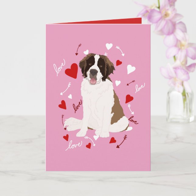 Saint Bernard Valentines Day  Card (Orchid)