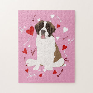 Saint Bernard Valentines Day  Jigsaw Puzzle