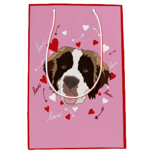 Saint Bernard Valentines Day Medium Gift Bag