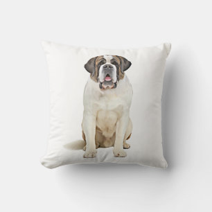 Saint Bernard Water Colour Art Painting Throw Pillow