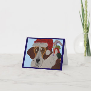Saint Bernard with an elf Card