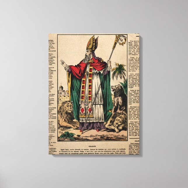 Saint Blaise. Coloured lithograph v Canvas Print (Front)
