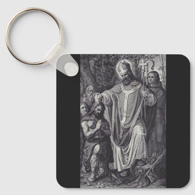 Saint Boniface English Benedictine monk Keychain (Front)