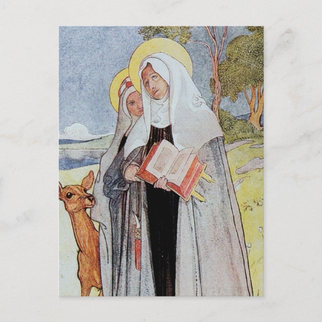 Saint Bridget and Deer Postcard (Front)
