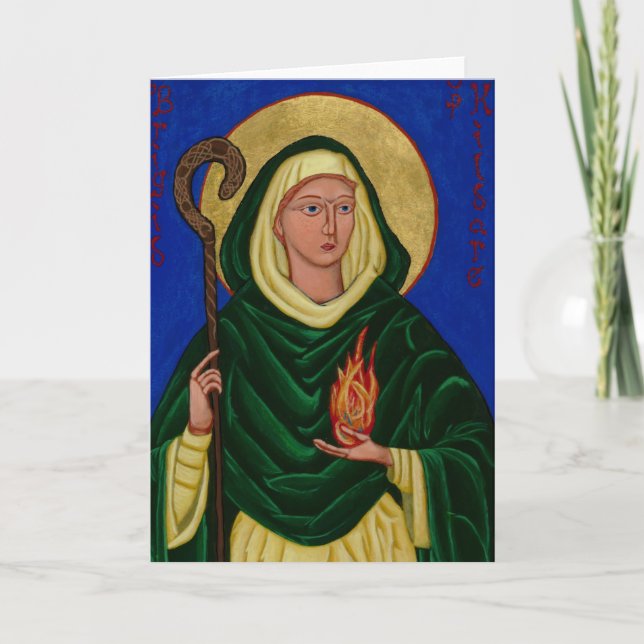Saint Brigid with Holy Fire Card (Front)