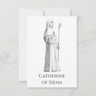 Saint Catherine of Siena Black and White Holy Card