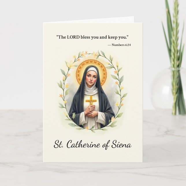 Saint Catherine of Siena God’s Peace and Scripture Card (Front)