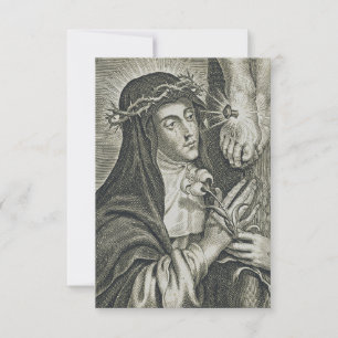 Saint Catherine of Siena & Jesus Holy Card