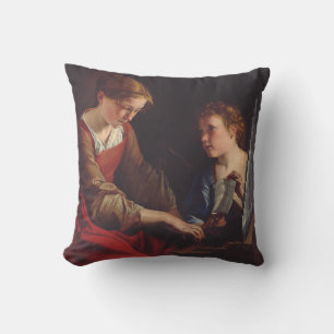 Saint Cecilia and an Angel by Orazio Gentileschi Throw Pillow