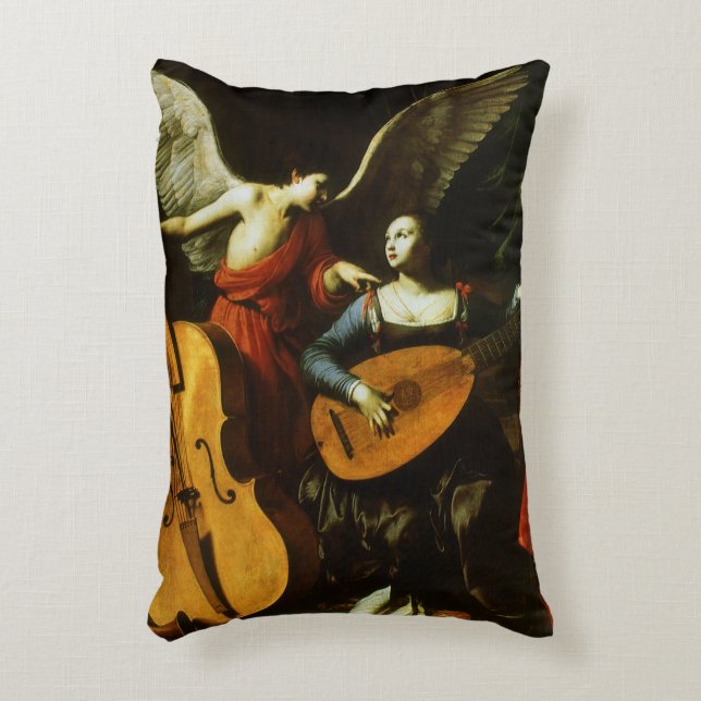 Saint Cecilia and the Angel by Carlo Saraceni Accent Pillow (Front(Vertical))