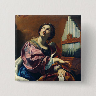 Saint Cecilia by Simon Vouet 2 Inch Square Button