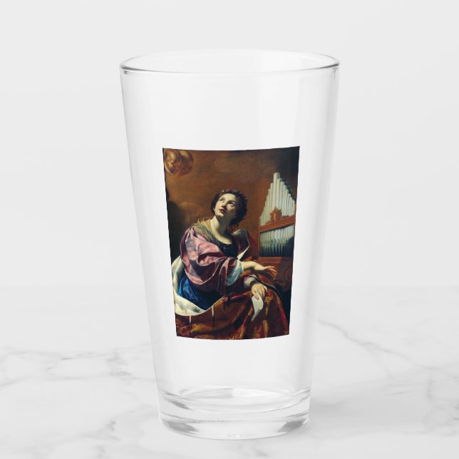 Saint Cecilia by Simon Vouet Glass (Front)
