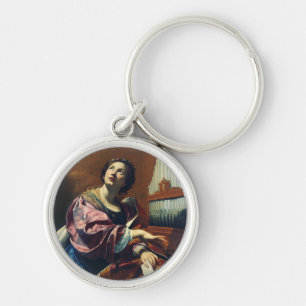 Saint Cecilia by Simon Vouet Keychain