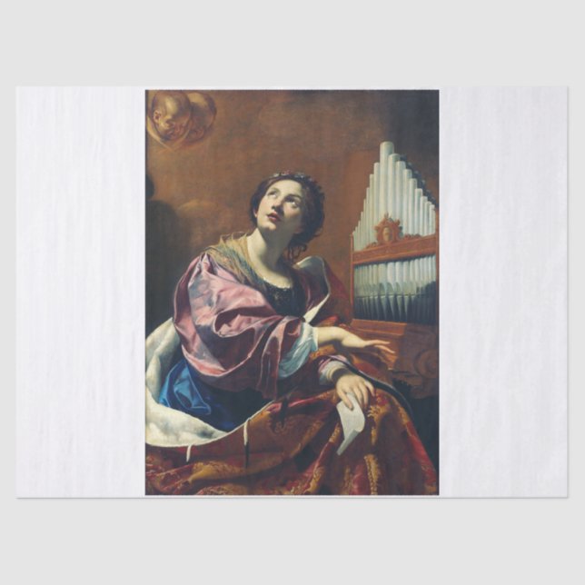 Saint Cecilia by Simon Vouet Tissue Paper (Front)