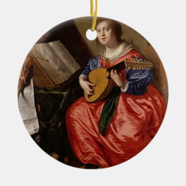 Saint Cecilia (oil on canvas) Ceramic Ornament (Front)