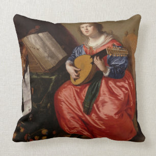Saint Cecilia (oil on canvas) Throw Pillow