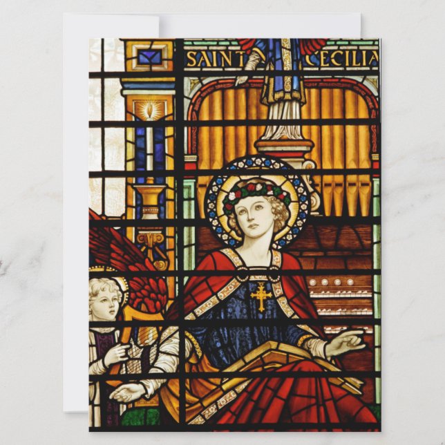 Saint Cecilia Patron Saint of Music Stained Glass  (Front)