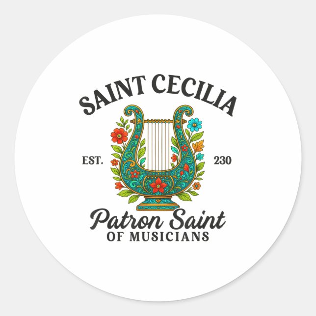 Saint Cecilia Patron Saint Of Musicians Catholic M Classic Round Sticker (Front)
