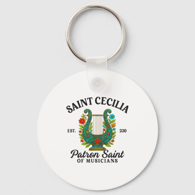Saint Cecilia Patron Saint Of Musicians Catholic M Keychain (Front)