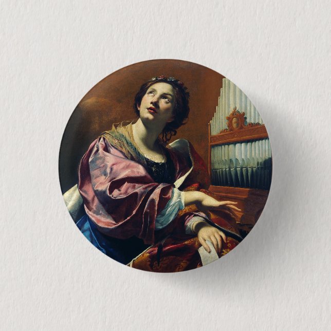 Saint Cecilia Premium "Heavenly Concert" Art Print 1 Inch Round Button (Front)