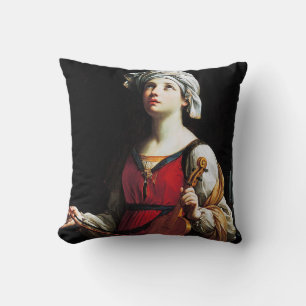 Saint Cecilia (St. Cecilia), Guido Reni Throw Pillow