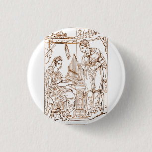 Saint Cecilia with Saint Catherine of Alexandria 1 Inch Round Button
