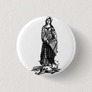 Saint Cecilia with violin by Raphael 1 Inch Round Button