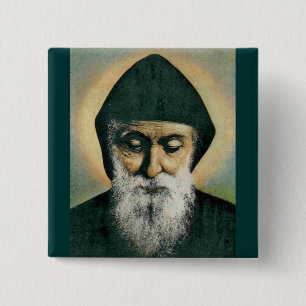 Saint Charbel Portrait 2 Inch Square Button