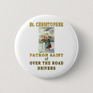 SAINT CHRISTOPHER 2 INCH ROUND BUTTON
