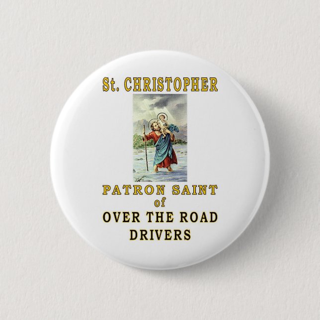 SAINT CHRISTOPHER 2 INCH ROUND BUTTON (Front)