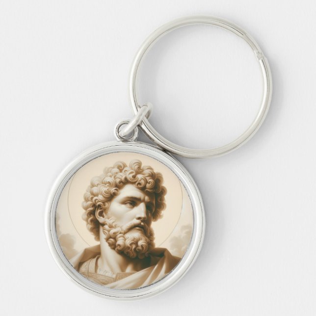 Saint Christopher Artwork Religious Protection Art Keychain (Front)