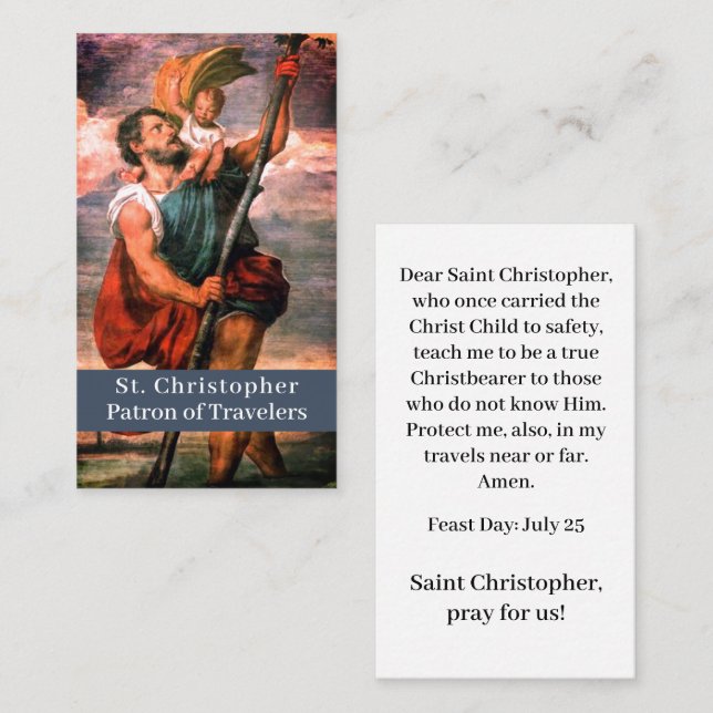 Saint Christopher Customizable Prayer Card (Front/Back)