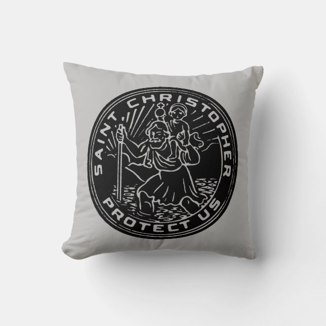 Saint Christopher Medal Throw Pillow (Front)